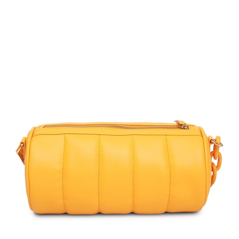KLEIO Vegan Leather Quilted Crossbody Sling Bag for Women and Girls - Mustard - Image 4